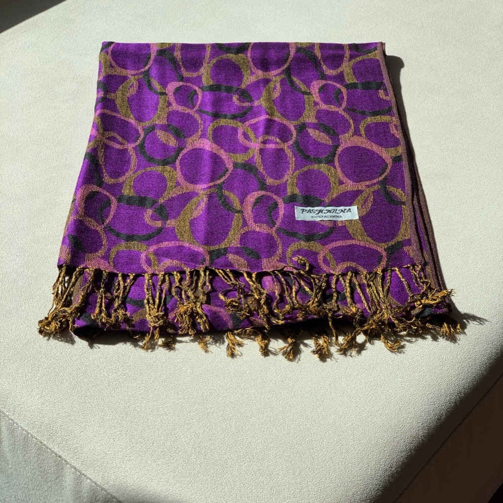 100% Pashmina Wrap Royal Velvet Purple Base Color